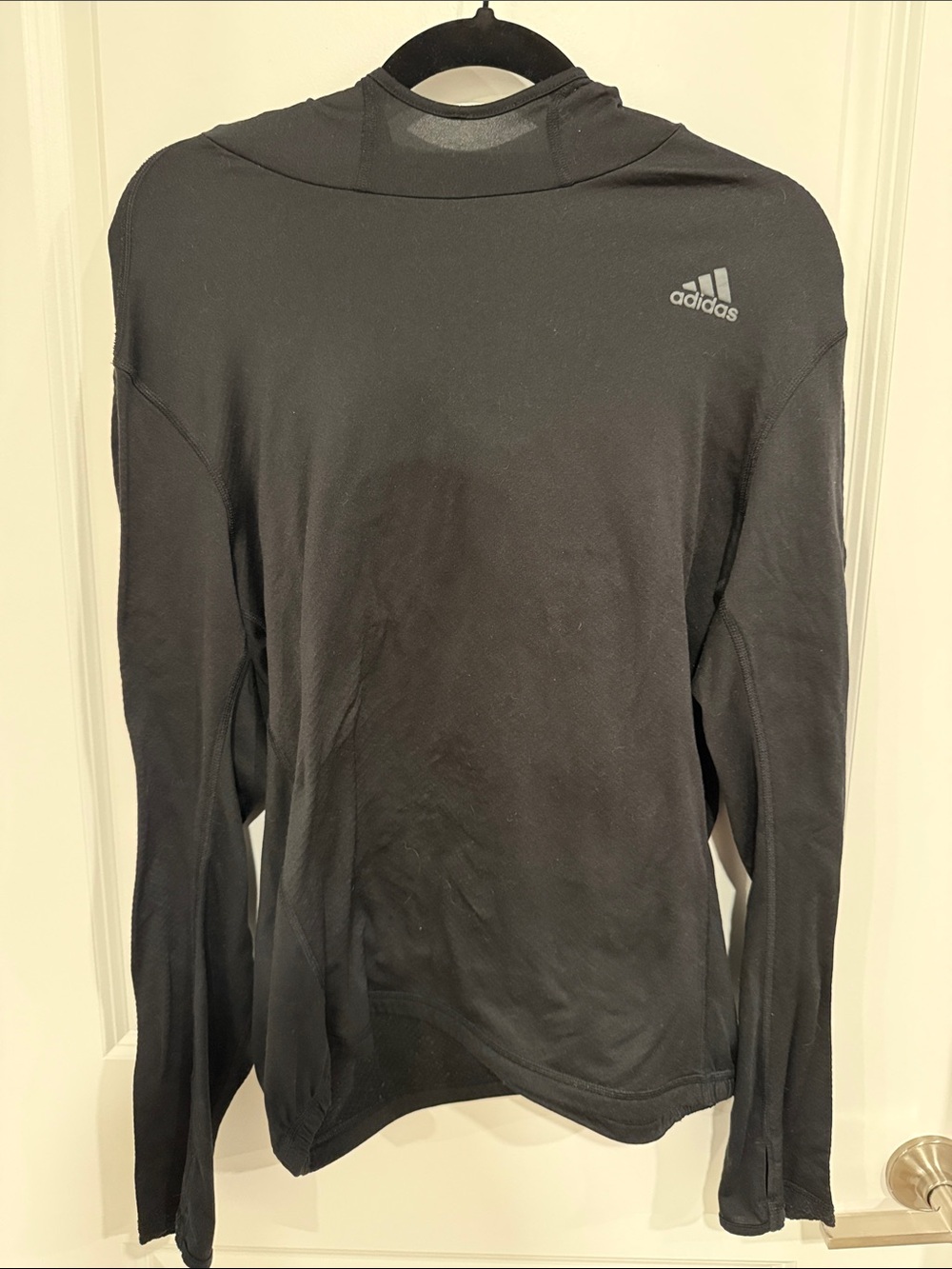 adidas Black Long-Sleeve Athletic Top with Logo